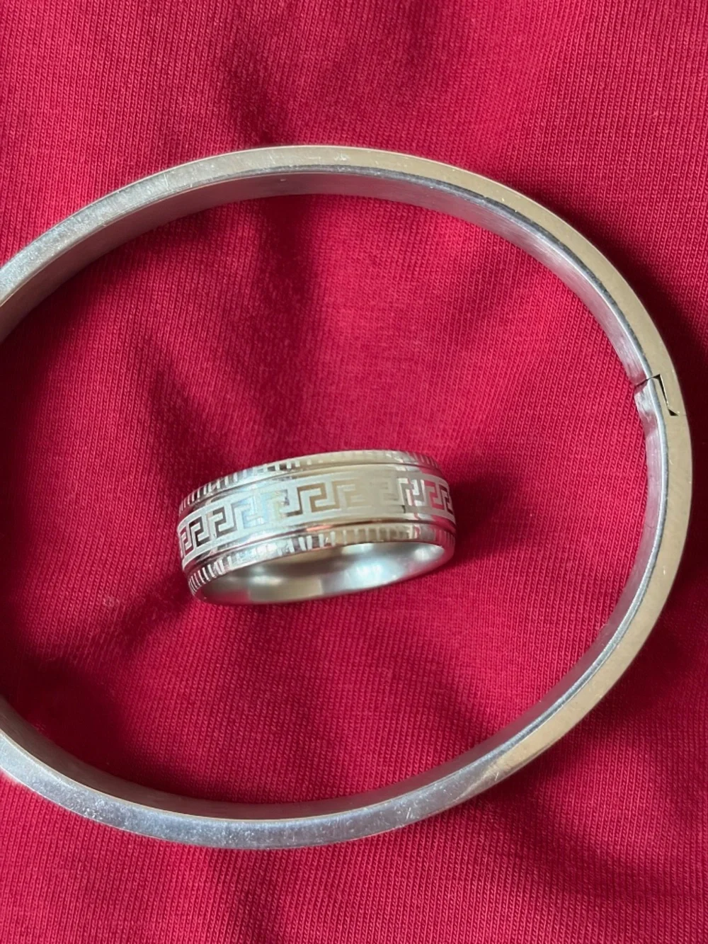 Bracelet and ring.  Will never change color!